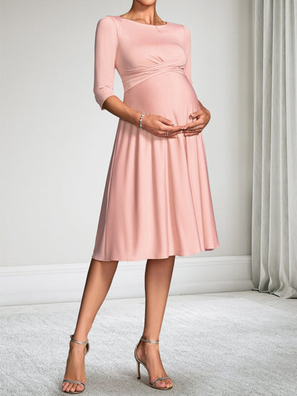 Robe d'Invitée de Mariage de Maternité Ligne A/Princesse Col Rond Demi-manches Longueur Genou