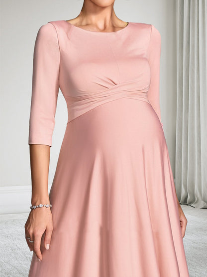 Robe d'Invitée de Mariage de Maternité Ligne A/Princesse Col Rond Demi-manches Longueur Genou