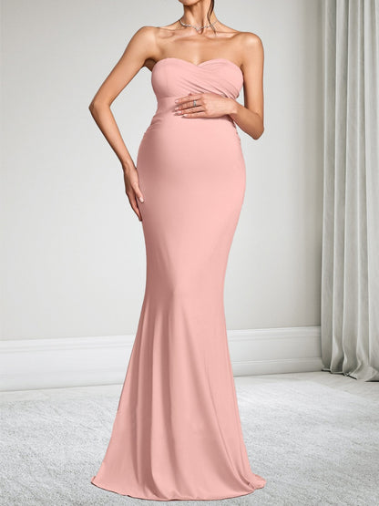 Robe d'Invitée de Mariage de Maternité Trompette/Sirène Hors de l'épaule Longueur Sol avec Cape