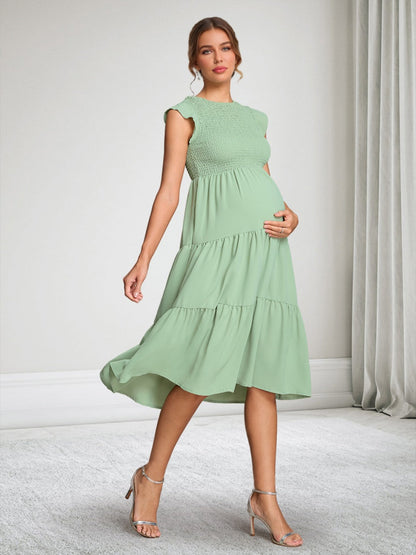 Robe d'Invitée de Mariage de Maternité en Mousseline Ligne A/Princesse Col Rond Sans Manches Longueur Genou