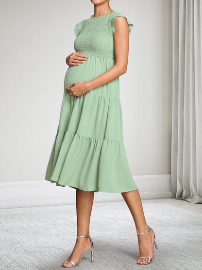 Robe d'Invitée de Mariage de Maternité en Mousseline Ligne A/Princesse Col Rond Sans Manches Longueur Genou