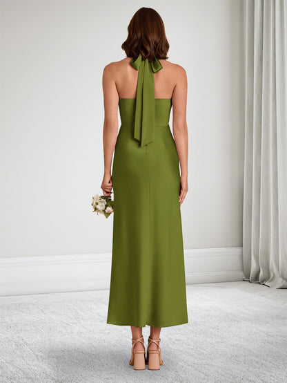 Robe de Demoiselle d'Honneur de Maternité Gaine/Colonne à Effet Croisé Longueur Cheville Ruchée