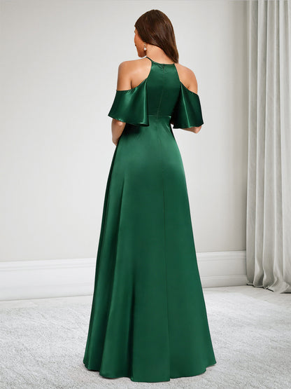 Robe de Demoiselle d'Honneur de Maternité Ligne A Épaules Dénudées Sans Manches Longueur Sol