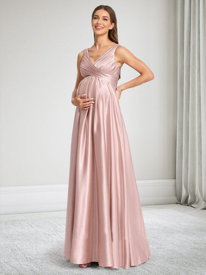 Robe de Demoiselle d'Honneur de Maternité Ligne A/Princesse Col en V avec Plis