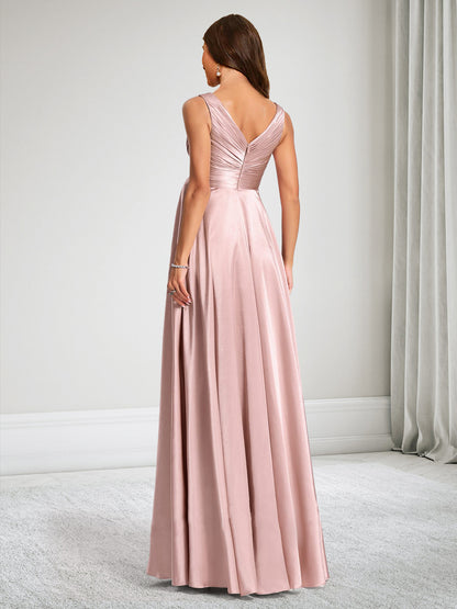 Robe de Demoiselle d'Honneur de Maternité Ligne A/Princesse Col en V avec Plis