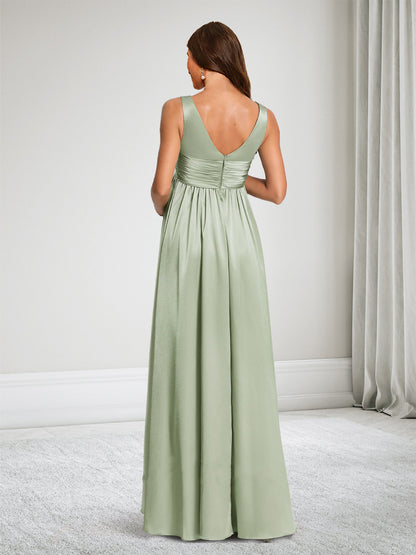 Robe de Demoiselle d'Honneur de Maternité Ligne A/Princesse Col en V avec Plis