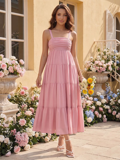 Robe de Demoiselle d'Honneur de Maternité Ligne A/Princesse Col Carré Sans Manches Longueur Cheville avec Volants