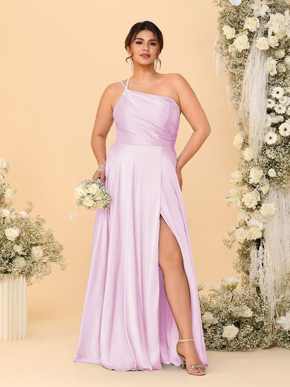 Robes de Demoiselle d'Honneur Grande Taille Ligne A/Princesse Bretelles Fines sans Manches avec Fente Latérale