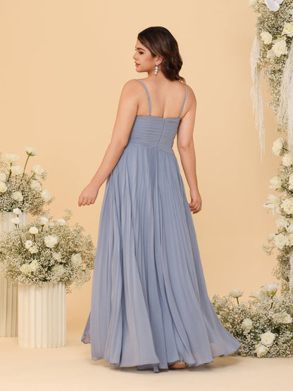Robes de Demoiselle d'Honneur Cintrées à Bretelles Fines sans Manches avec Fente Latérale Style A-Line/Princesse