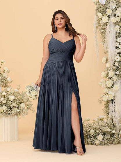 Robes de Demoiselle d'Honneur Cintrées à Bretelles Fines sans Manches avec Fente Latérale Style A-Line/Princesse