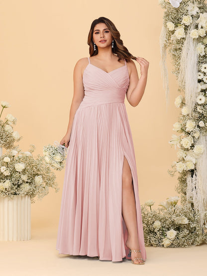 Robes de Demoiselle d'Honneur Cintrées à Bretelles Fines sans Manches avec Fente Latérale Style A-Line/Princesse