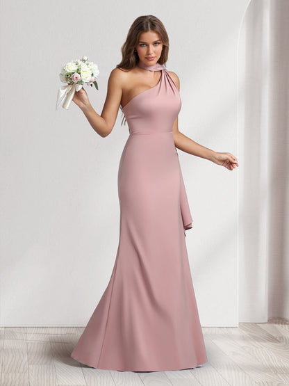 Robes maxi fourreau/colonne, dos nu, longues, avec écharpe de cou
