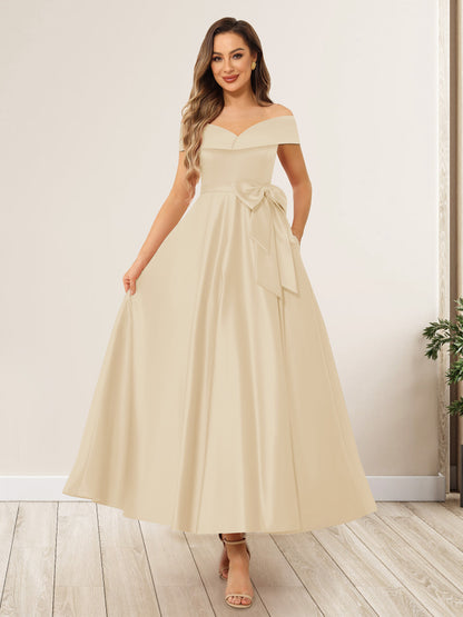 Ligne A/Princesse Hors de l'Épaule Sans Manches Longues Noeuds Papillon Robes de Soirée