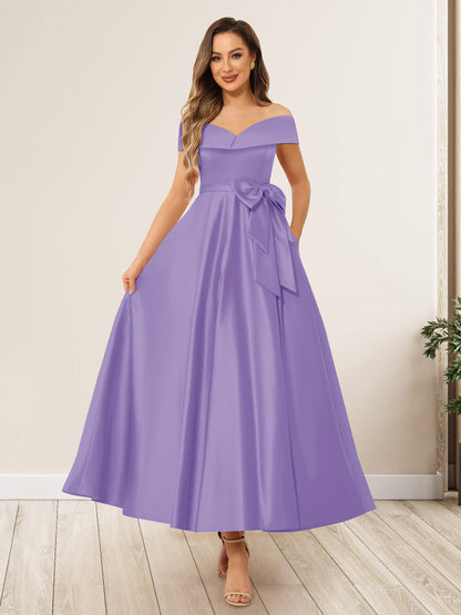 Ligne A/Princesse Hors de l'Épaule Sans Manches Longues Noeuds Papillon Robes de Soirée