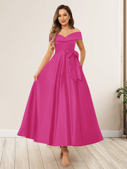 Ligne A/Princesse Hors de l'Épaule Sans Manches Longues Noeuds Papillon Robes de Soirée