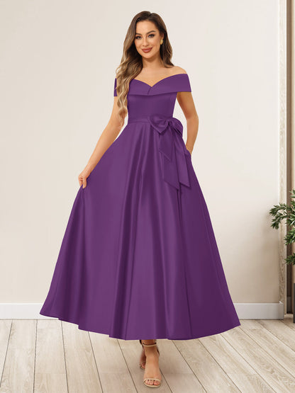 Ligne A/Princesse Hors de l'Épaule Sans Manches Longues Noeuds Papillon Robes de Soirée