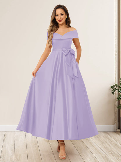 Ligne A/Princesse Hors de l'Épaule Sans Manches Longues Noeuds Papillon Robes de Soirée
