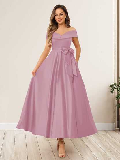 Ligne A/Princesse Hors de l'Épaule Sans Manches Longues Noeuds Papillon Robes de Soirée