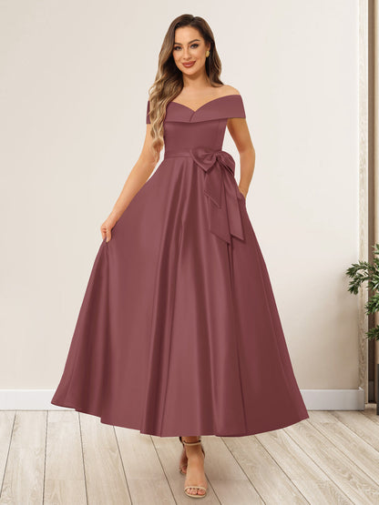 Ligne A/Princesse Hors de l'Épaule Sans Manches Longues Noeuds Papillon Robes de Soirée
