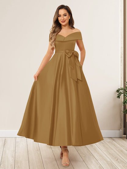 Ligne A/Princesse Hors de l'Épaule Sans Manches Longues Noeuds Papillon Robes de Soirée
