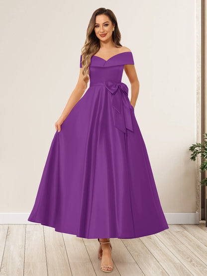 Ligne A/Princesse Hors de l'Épaule Sans Manches Longues Noeuds Papillon Robes de Soirée