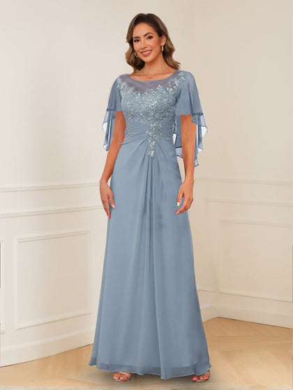 Robes de Mère de la Mariée Coupe A-Line/Princesse, Décolleté en V, Appliques Froncées