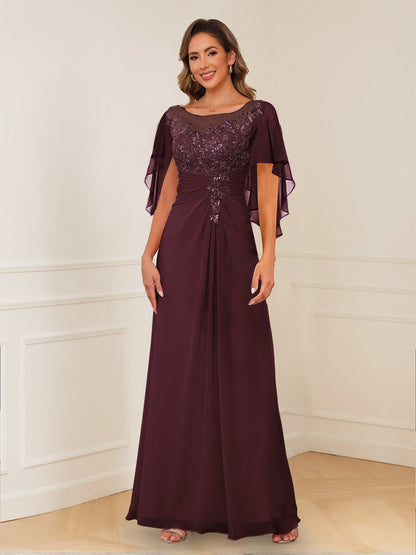 Robes de Mère de la Mariée Coupe A-Line/Princesse, Décolleté en V, Appliques Froncées