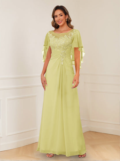 Robes de Mère de la Mariée Coupe A-Line/Princesse, Décolleté en V, Appliques Froncées