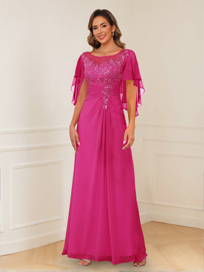 Robes de Mère de la Mariée Coupe A-Line/Princesse, Décolleté en V, Appliques Froncées