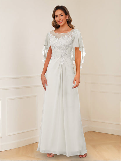 Robes de Mère de la Mariée Coupe A-Line/Princesse, Décolleté en V, Appliques Froncées