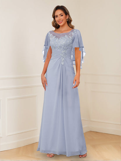 Robes de Mère de la Mariée Coupe A-Line/Princesse, Décolleté en V, Appliques Froncées
