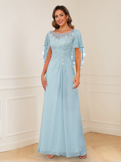 Robes de Mère de la Mariée Coupe A-Line/Princesse, Décolleté en V, Appliques Froncées