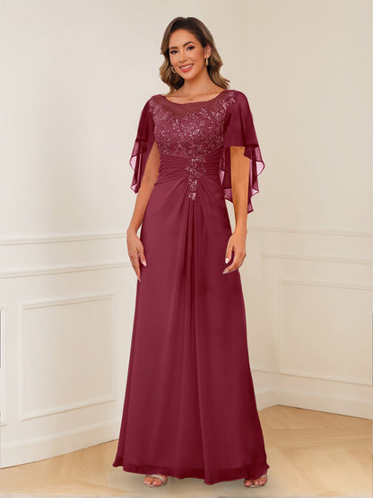 Robes de Mère de la Mariée Coupe A-Line/Princesse, Décolleté en V, Appliques Froncées