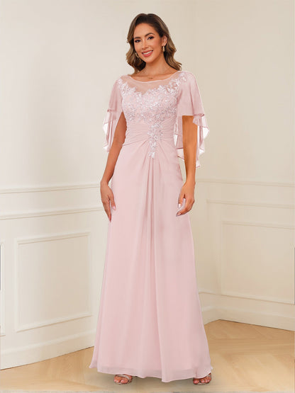 Robes de Mère de la Mariée Coupe A-Line/Princesse, Décolleté en V, Appliques Froncées