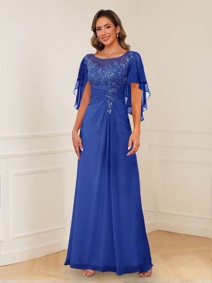 Robes de Mère de la Mariée Coupe A-Line/Princesse, Décolleté en V, Appliques Froncées