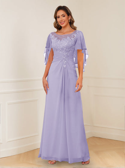 Robes de Mère de la Mariée Coupe A-Line/Princesse, Décolleté en V, Appliques Froncées