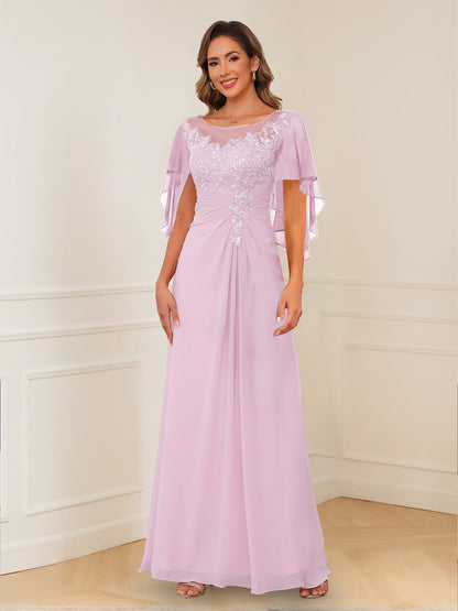 Robes de Mère de la Mariée Coupe A-Line/Princesse, Décolleté en V, Appliques Froncées