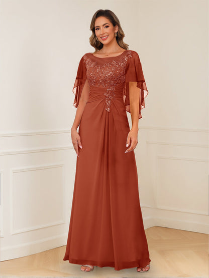Robes de Mère de la Mariée Coupe A-Line/Princesse, Décolleté en V, Appliques Froncées