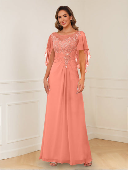 Robes de Mère de la Mariée Coupe A-Line/Princesse, Décolleté en V, Appliques Froncées