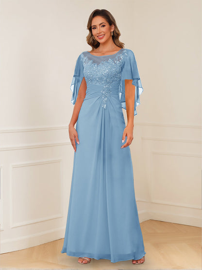 Robes de Mère de la Mariée Coupe A-Line/Princesse, Décolleté en V, Appliques Froncées
