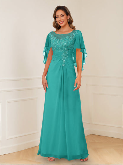 Robes de Mère de la Mariée Coupe A-Line/Princesse, Décolleté en V, Appliques Froncées