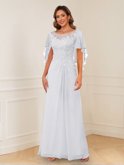 Robes de Mère de la Mariée Coupe A-Line/Princesse, Décolleté en V, Appliques Froncées
