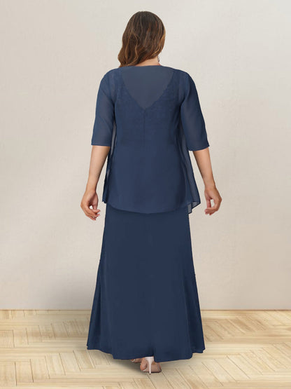 Robe de Soirée Longue Trapèze/Princesse Sans Manches, Grande Taille avec Volants et Veste