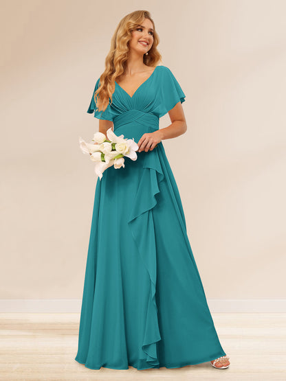 Ligne A/Princesse Col en V Longueur Froufrous Robes de Demoiselle d'Honneur