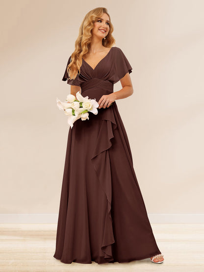 Ligne A/Princesse Col en V Longueur Froufrous Robes de Demoiselle d'Honneur