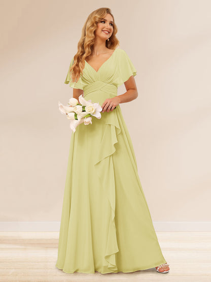 Ligne A/Princesse Col en V Longueur Froufrous Robes de Demoiselle d'Honneur