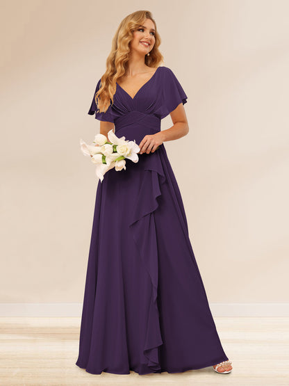 Ligne A/Princesse Col en V Longueur Froufrous Robes de Demoiselle d'Honneur