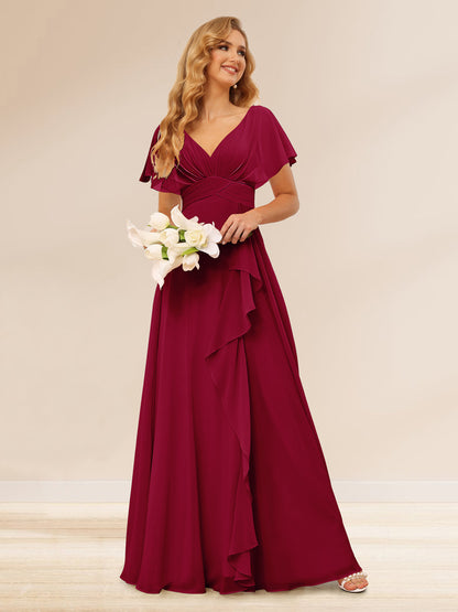 Ligne A/Princesse Col en V Longueur Froufrous Robes de Demoiselle d'Honneur