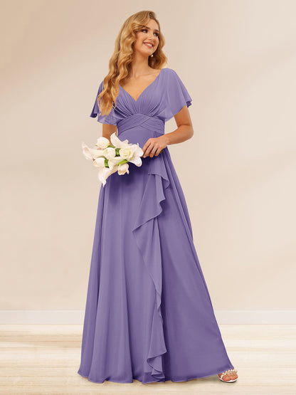 Ligne A/Princesse Col en V Longueur Froufrous Robes de Demoiselle d'Honneur