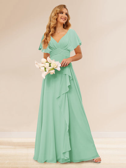 Ligne A/Princesse Col en V Longueur Froufrous Robes de Demoiselle d'Honneur
